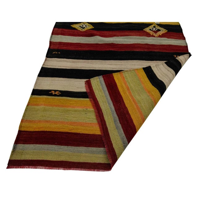Mid 20th Century Vintage Striped Kilim Runner-2′10″ × 9′10″ For Sale - Image 5 of 7