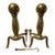 Antique Federal Cannonball Solid Brass Fireplace Andirons & Damper Hook For Sale
