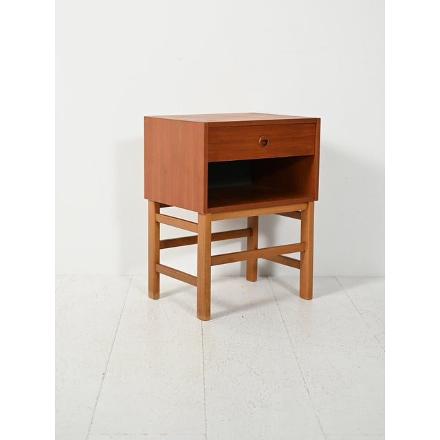 Scandinavian Cubic Teak Bedside Table, 1960s For Sale - Image 3 of 9