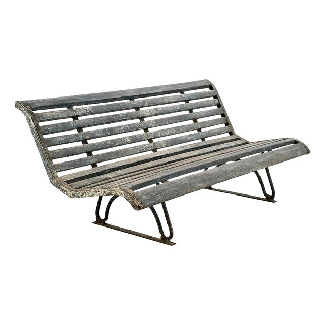 Public Bench in Wood and Metal For Sale