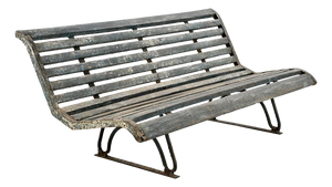 Public Bench in Wood and Metal