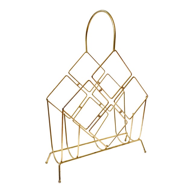 Mid Century Modern Brass Magazine/ Record/ Book Rack Chairish