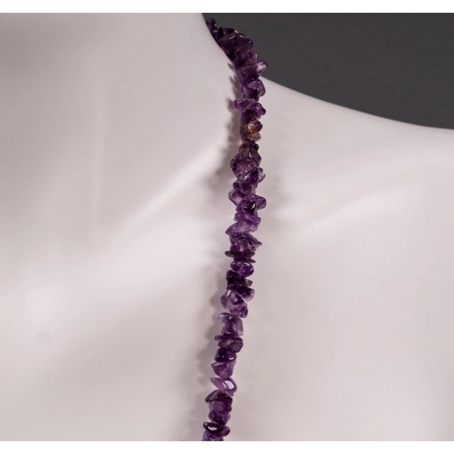 Maroon Vintage Fashion Gemstone Necklace with Violet Amethyst Quartz, 1980s For Sale - Image 8 of 10