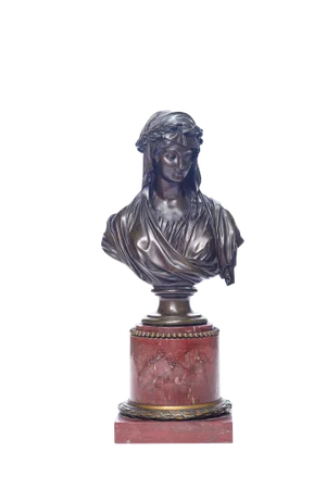 19th C. French Bronze and Marble Bust