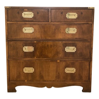 Late 20th Century Campaign Style Chest of Drawers For Sale