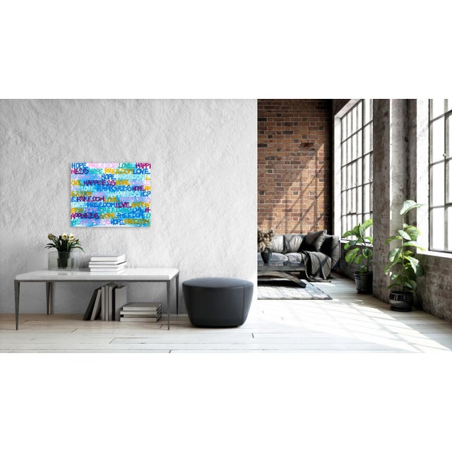 Blue We All Want the Same Thing - Colorful Graffiti Inspired Painting Original Artwork by Amber Goldhammer For Sale - Image 8 of 9