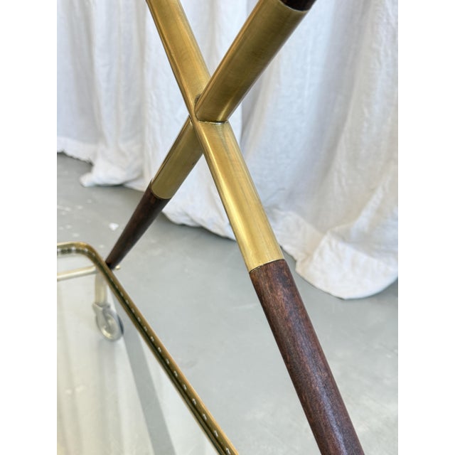 Mid-Century Modern Serving Bar Cart with Brass and Rosewood by Cesare Lacca, Italy, 1950s For Sale - Image 6 of 18