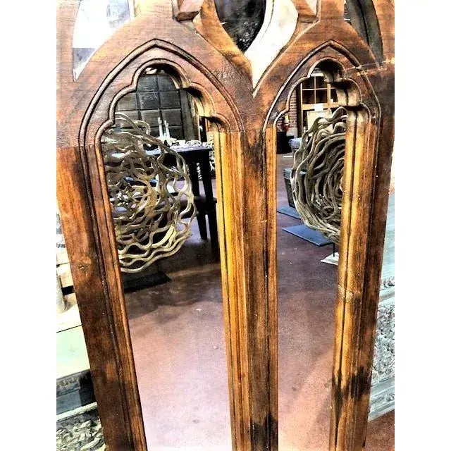 Brown Wall Mirror Arch Top For Sale - Image 8 of 11