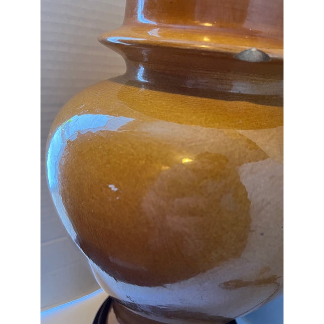 Amber Ceramic Ginger Jar Lamp For Sale - Image 6 of 9