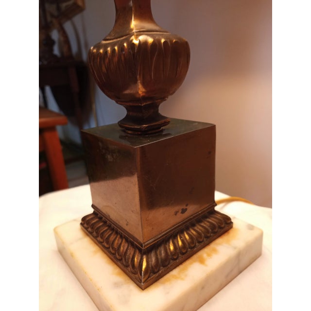 Brass Vintage Brass and Marble Lamp For Sale - Image 8 of 10
