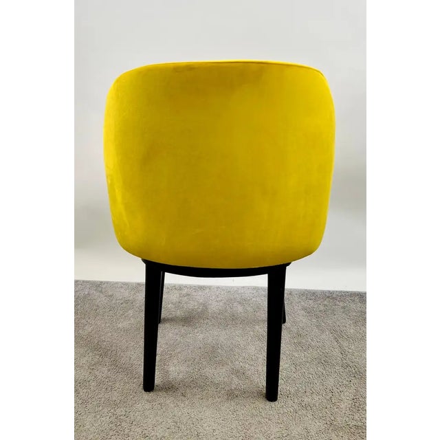 Mid Century Modern Style Yellow Velvet & Ebony Dining or Side Chair, Set of 4 For Sale - Image 11 of 12