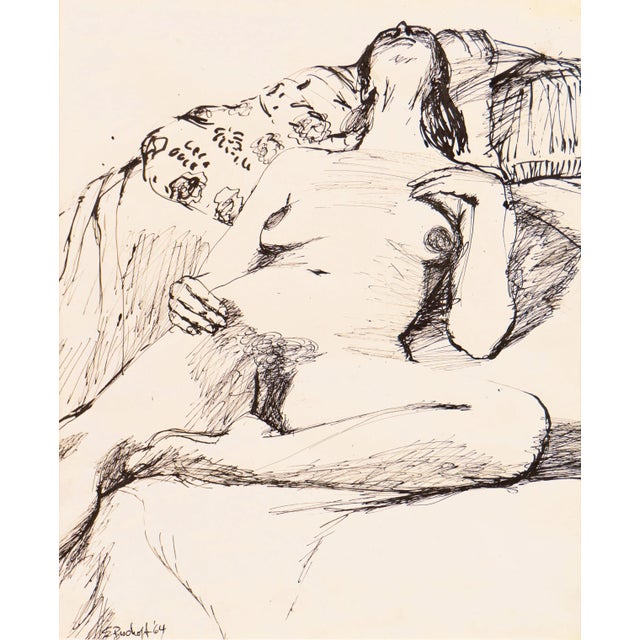 'Reclining Nude' by Elmer Nelson Bischoff, 1964; Bay Area Figurative School, San Francisco, California For Sale - Image 13 of 13