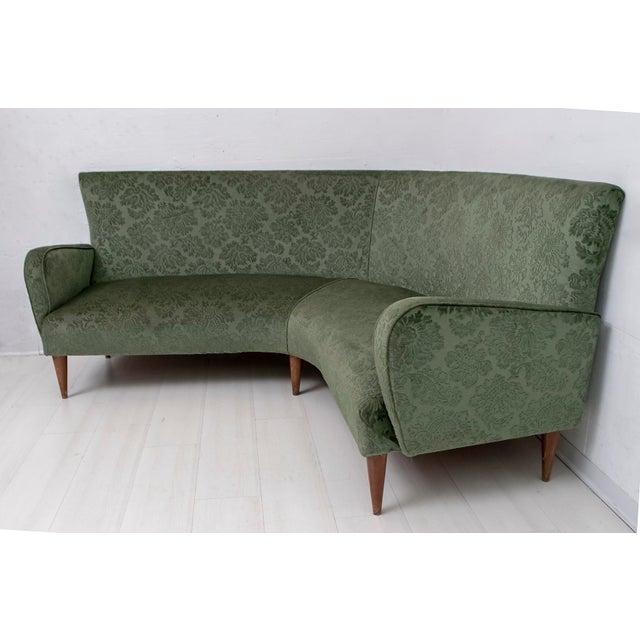 Wood Mid-Century Italian Velvet and Damask Sofa, 1950s For Sale - Image 7 of 10