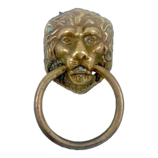 1940's Antique Cast Bronze Brass 'Lion Drop Ring Pulls' for Windows, Blinds or Cabinets Handles For Sale