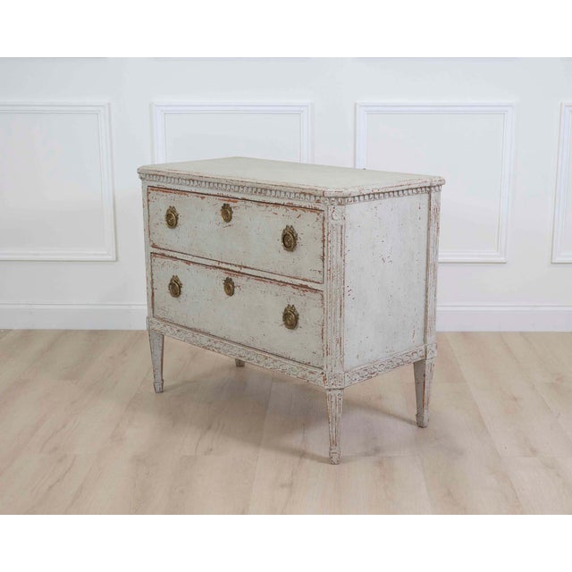 Off-white Danish 19th Century Carved Chest of Drawers For Sale - Image 8 of 9