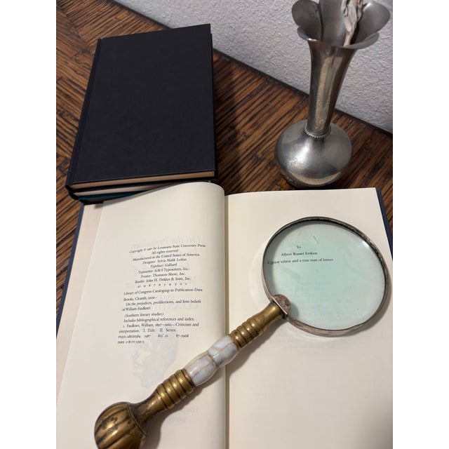 Vintage William Faulkner Literary Criticism Hardcover Stack - Set of 4 - Pristine Condition - Turquoise & Charcoal Palette For Sale - Image 9 of 9