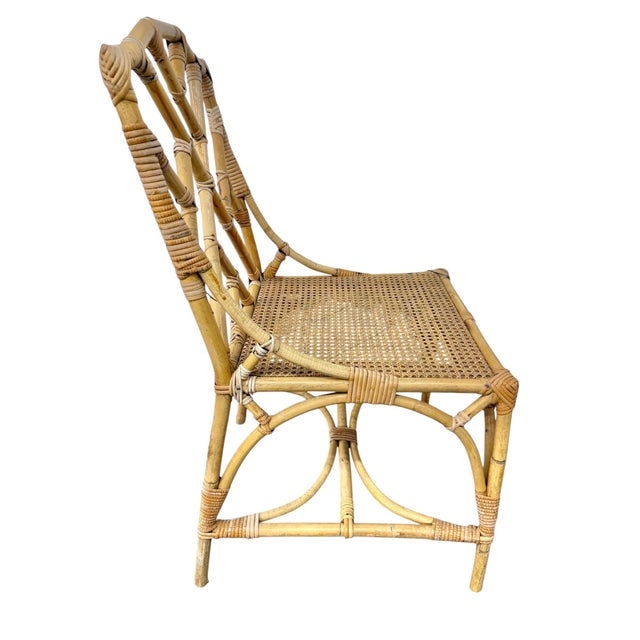 Vintage 5-Piece Bamboo Glass Dining Table & Chairs For Sale - Image 10 of 14