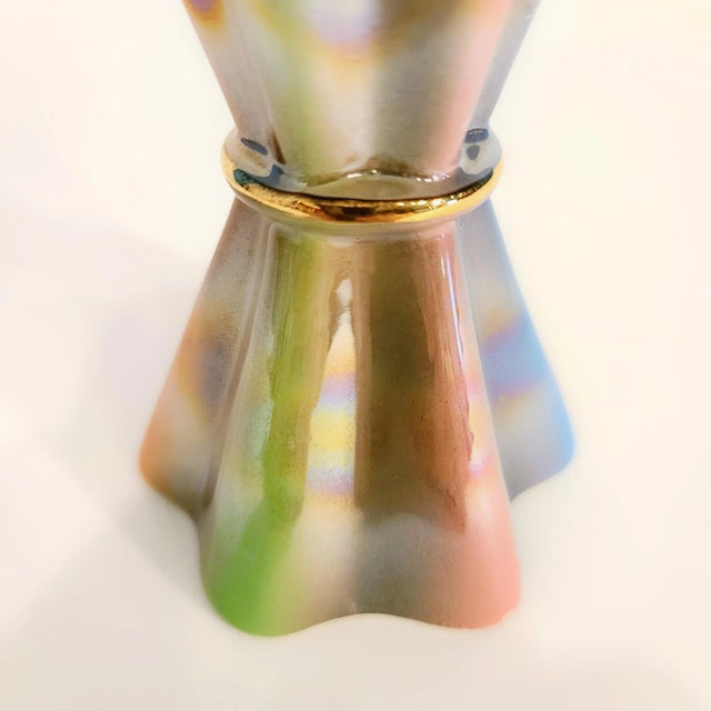 Art Deco 1950's Italian Secas Sesto Fiorentino Rainbow Glaze Vase For Sale - Image 3 of 7
