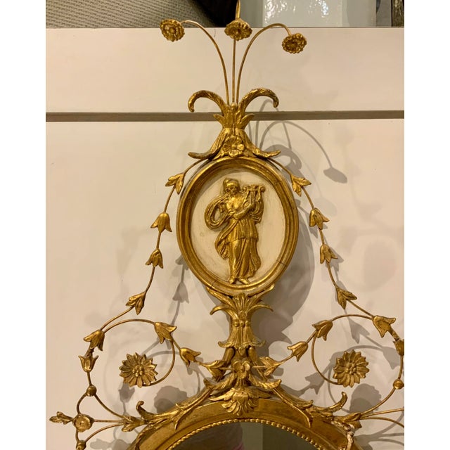 Traditional Vintage Decorative Arts Oval Carved Gold New York Wall Mirror For Sale - Image 3 of 7