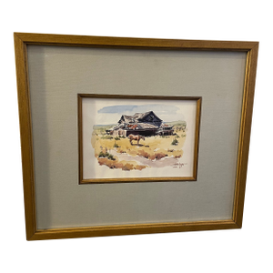 1960s “Cowboy and Horse Orignal Watercolor by James Boren 1921–1990