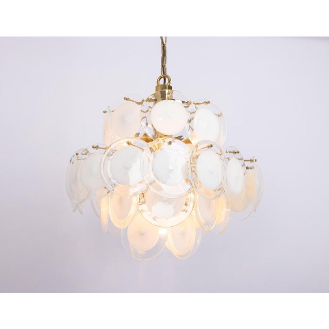Metal Murano Glass Disc Chandelier by Vistosi for Mazzega, Italy, 1970s For Sale - Image 7 of 13