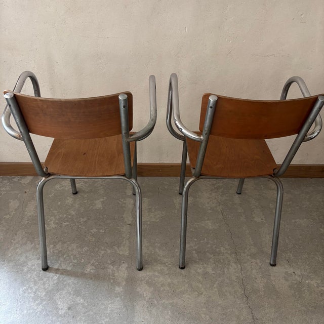 Vintage Chrome and Wood Armchairs, Set of 2 For Sale - Image 5 of 6