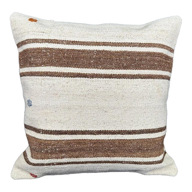 Turkish Hemp Pillow Cushion Natural Beige Brown Cushion Cover 20"x20" For Sale