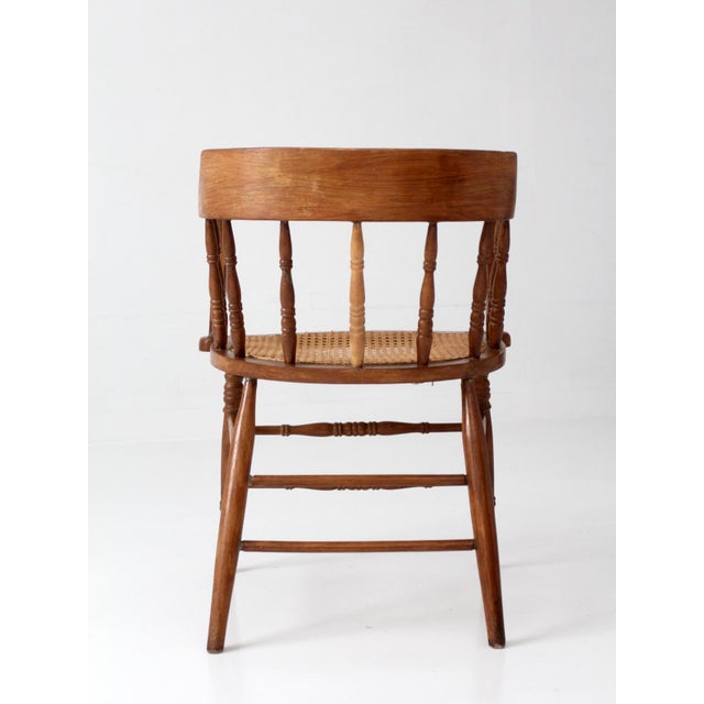 Antique Cane Seat Captain's Chair For Sale - Image 6 of 15
