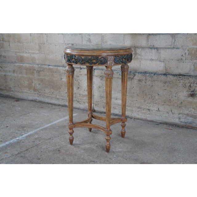 Mid 20th Century Maitland Smith French Louis XVI Walnut Glass Gueridon Pedestal Table Plant Stand For Sale - Image 10 of 13