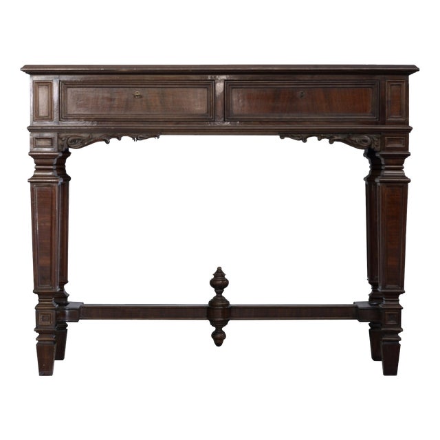Mid-Century Italian Walnut and Burl Wood Console Table, 1950s For Sale
