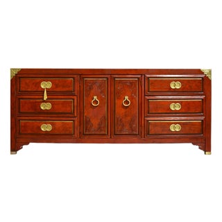 1970s Campaign Chinoiserie Credenza With Double-Ring Hardware Huntley by Thomasville For Sale