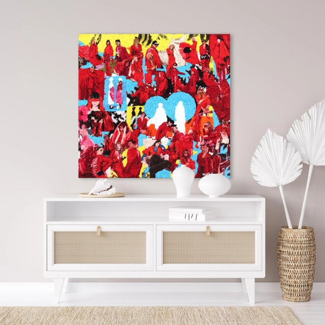 Large 3d Mixed Media Thread on Fabric Artwork "Women's Red Day" Original Artwork by Nilraya Bundasak For Sale In Los Angeles - Image 6 of 8