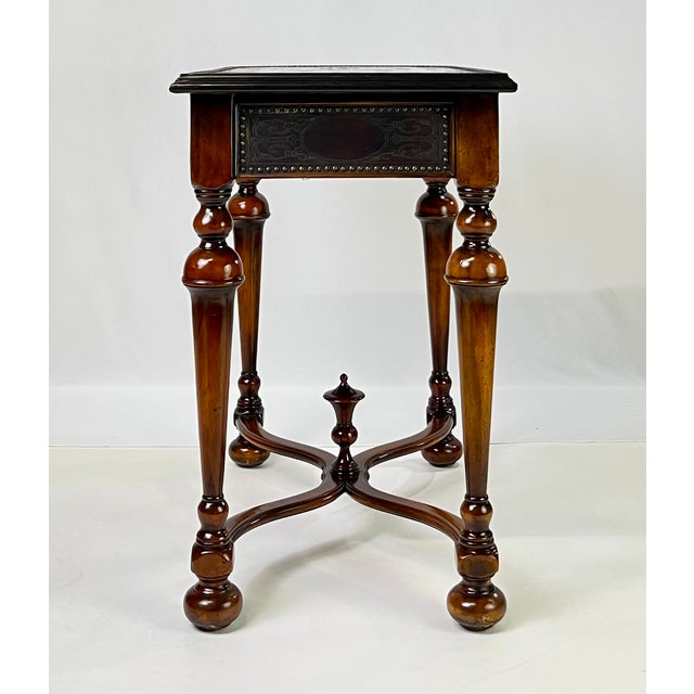 Theodore Alexander Attributed "William and Mary Armoury Table" With Engraved Brass Panels For Sale - Image 6 of 13