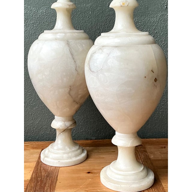 Vintage Alabaster Urn Form Lamps - a Pair For Sale - Image 4 of 12
