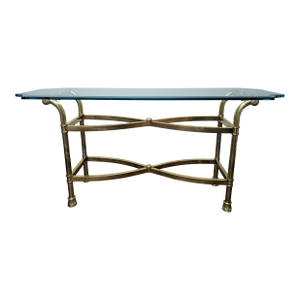 Vintage La Barge Attributed Brass Console Table W/ Glass Top – Hollywood Regency