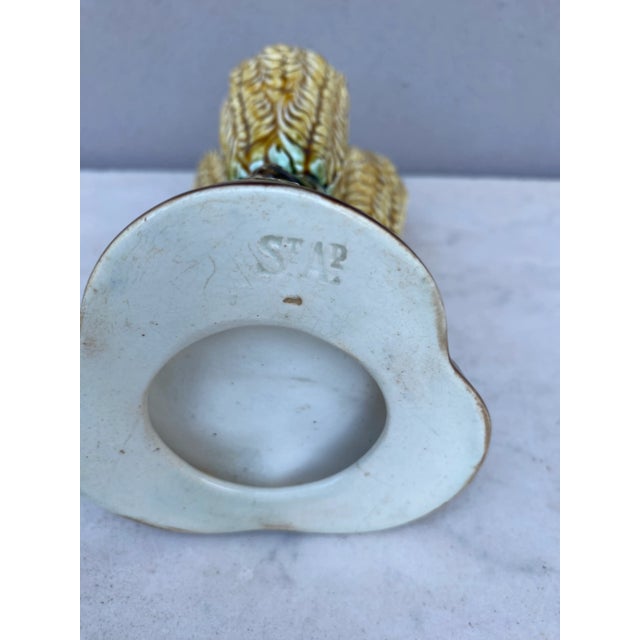 Late 19th Century French Majolica Triple Wheat Vase Saint Amand, Circa 1890 For Sale - Image 5 of 5