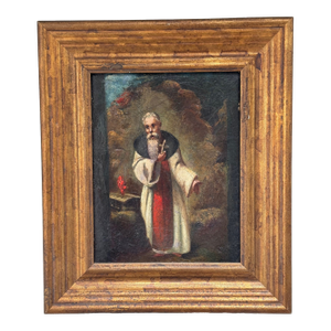 Antique 18th Century Religious Oil Painting – Saint Anthony the Abbot