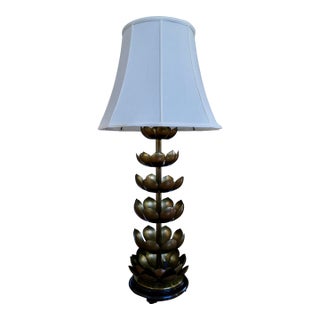 1960s Feldman Brass Lotus Lamp For Sale