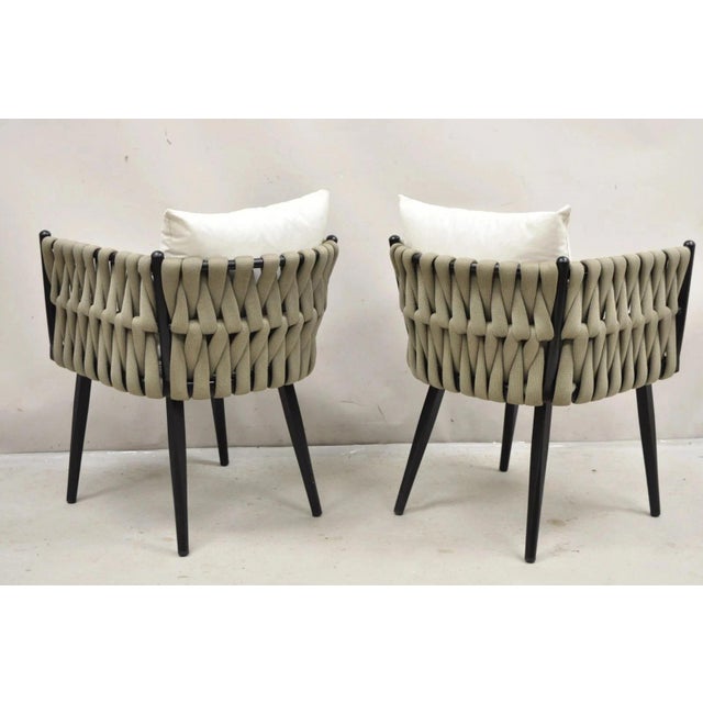 Rove Concepts Pierre Outdoor Dining Chair Aluminum Frame Woven Design - a Pair. Circa 21st Century, Pre-owned....