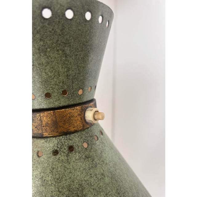 Metal Vintage Adjustable Wall Lamp in Brass and Patinated Green, 1950 For Sale - Image 7 of 17