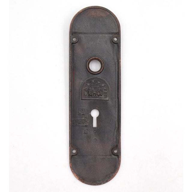 Vintage Bronze Fluted Passage Door Knob & Plate Set For Sale - Image 10 of 11