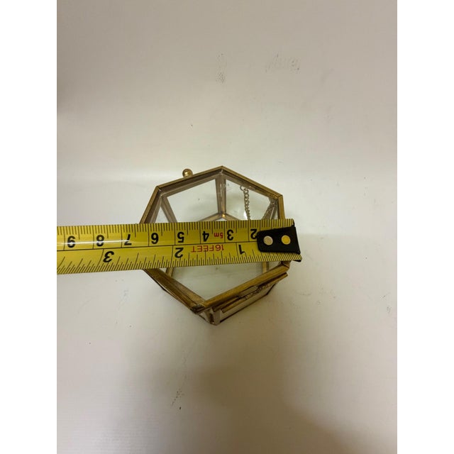 Glass Vintage Hexagonal Brass & Glass Trinket Boxes - A Pair For Sale - Image 7 of 8