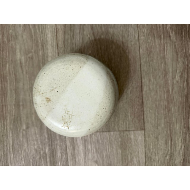 Baby Blue 1950s Handmade 1955 Ceramic Butter Crock With Lid – Studio Pottery Swirl Band For Sale - Image 8 of 12