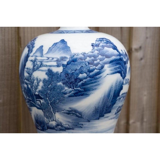 20th Century Chinese Blue and White Kangxi-Style Meiping Porcelain Vase For Sale - Image 18 of 18