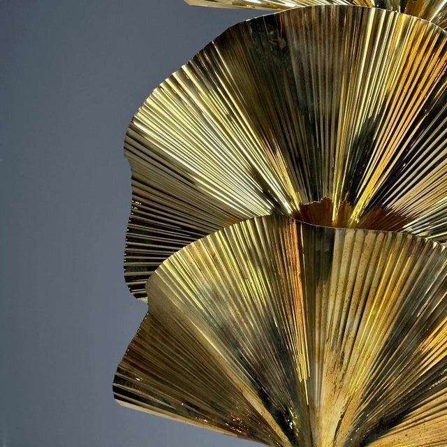 Metal Carlo Giorgi, Bottega Gadda, Ginko Leaf Floor Lamps, Italy, 1970s For Sale - Image 7 of 12
