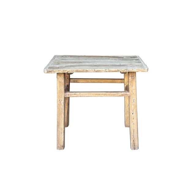 1980s Rustic Raw Bleach White Wash Wood Rectangular Console Side Table For Sale - Image 5 of 6