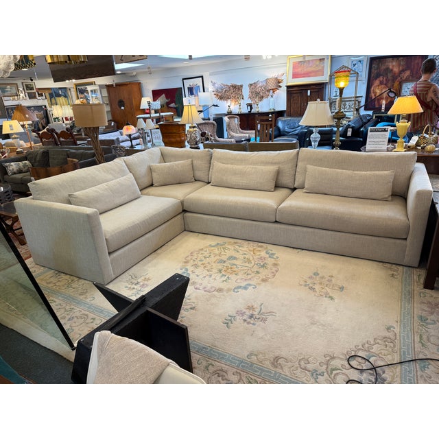 Design Plus Gallery presents the Haywood Sectional by Mitchell Gold + Bob Williams. Upholstered in Textured Weave Flax...