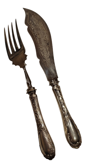 Silver Cutlery Set, 1800s, Set of 2