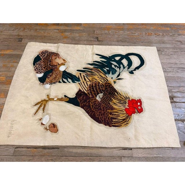 Antique Tapestry Other Knotted, Circa Date: 1930s. This striking textile presents a vibrant figural scene centered around...