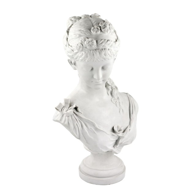 Biscuit Porcelain Bust of a Young Girl from Charles Levy & Co, France, 1880s For Sale - Image 9 of 10